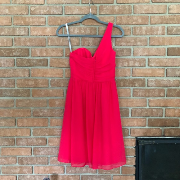 Alfred Angelo knee-length one-shoulder fuschia dress size 6 - Picture 7 of 14